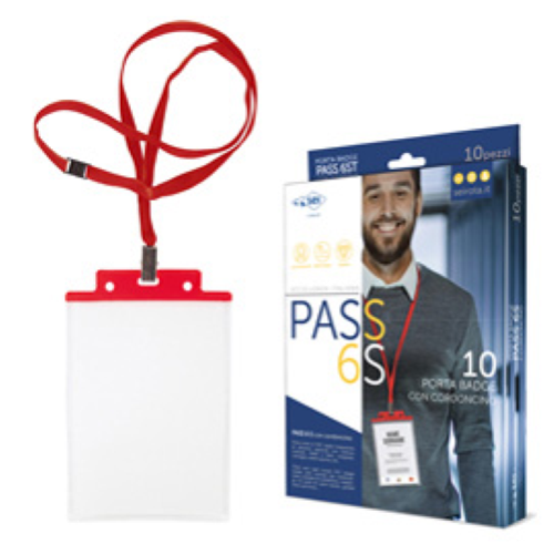 10 PORTANOME PASS 6S-P 10x15cm (A6 ROSSO con CORDONCINO ROSSO